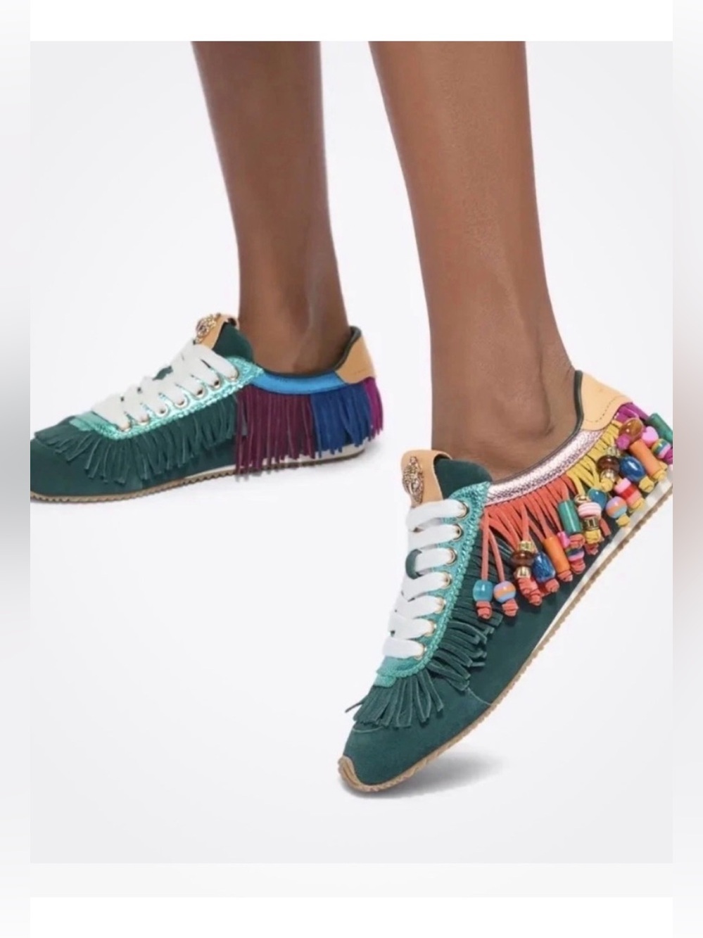 KURT GEIGER LONDON NWOT Teal Fringe Bead Sneakers Size 42 (11)